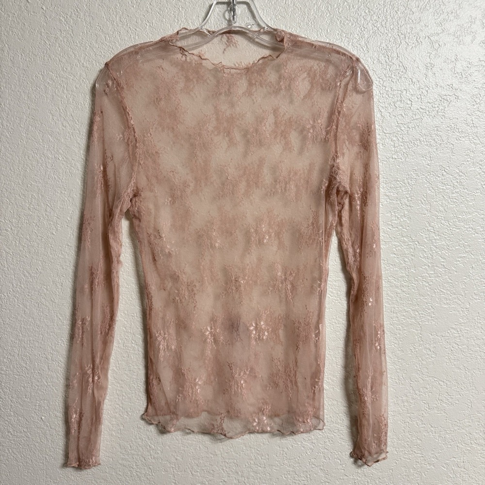 Mesh Top Pink Sheer Lace‎ Long Sleeve Fairy Coquette Romantic Feminine